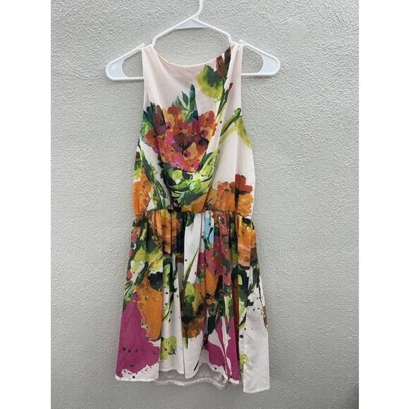 Womens Margo & Sebastian Dress Size Large White Floral Sleeveless - Picture 8 of 12